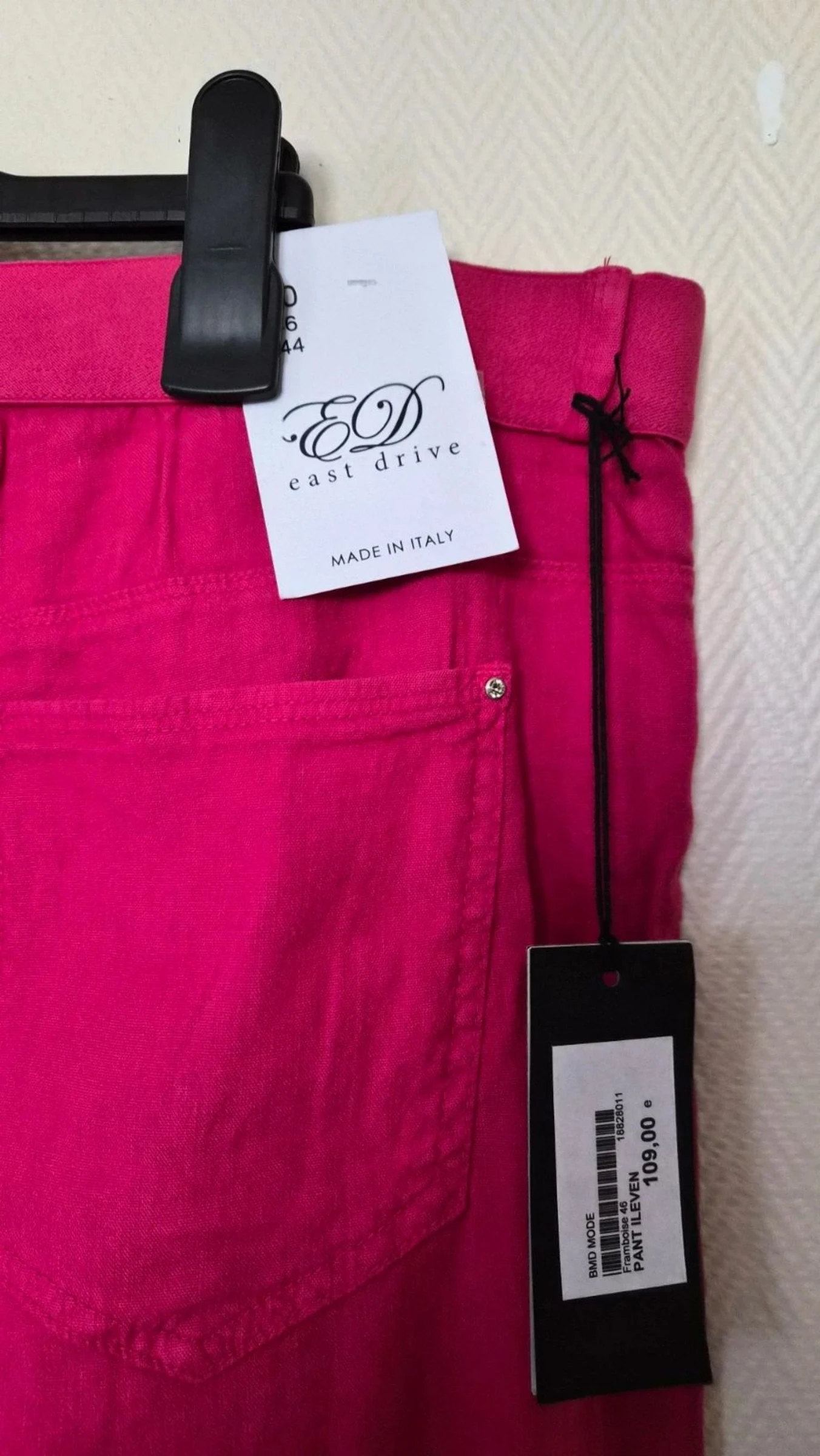 Pantalón de verano fushia mujer Eest Drive 56% Lino, talla 46, nuevo – photo 4